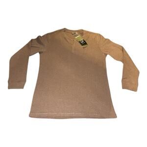 NWT Sailwind Thermal Waffle Henley‎ Sz Medium Casual Essential Brown Long Sleeve
